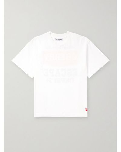 CHERRY LA Escape T-Shirt aus Baumwoll-Jersey mit Logoprint in Stückfärbung - Weiß