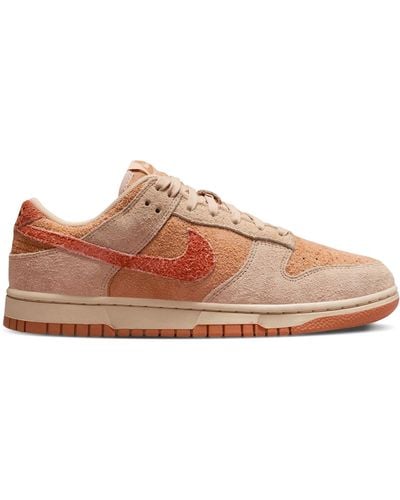 Nike Dunk Low Brushed-suede Sneakers - Pink