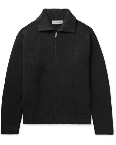 The Elder Statesman Cashmere Zip-up Sweater - Black