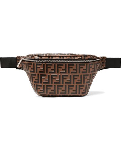 Fendi Ff Print Leather Belt Bag - Brown
