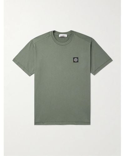 Stone Island Logo-appliquéd Cotton-jersey T-shirt - Green