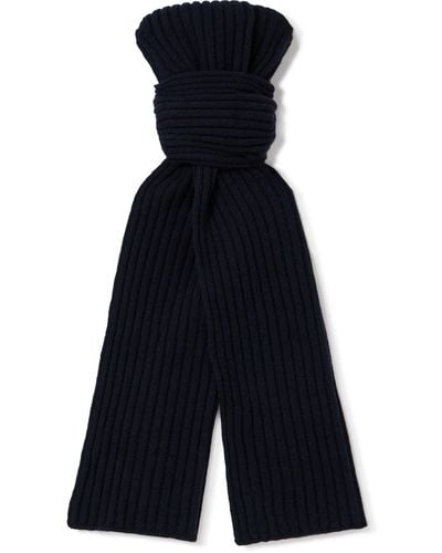 De Petrillo Ribbed Merino Wool And Cashmere-blend Scarf - Blue