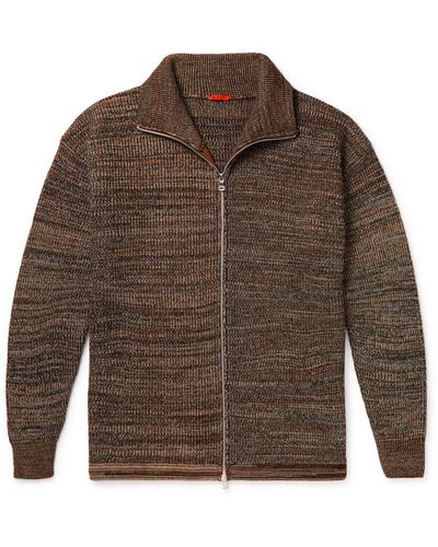 Barena Ribbed Wool Zip-up Sweater - Brown