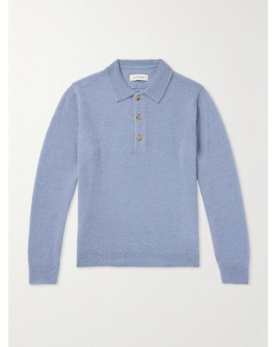 LE17SEPTEMBRE Pointelle-knit Polo Shirt - Blue