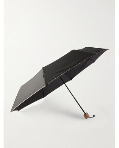 Paul Smith Faltbarer Regenschirm mit Holzgriff und Kontrastdetails - Natur
