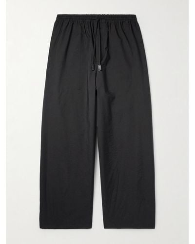 Loewe Paula's Ibiza Straight-leg Cropped Cotton-blend Drawstring Trousers - Black