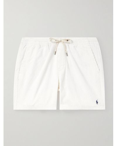 Polo Ralph Lauren Prepster Straight-leg Logo-embroidered Cotton-corduroy Drawstring Shorts - White