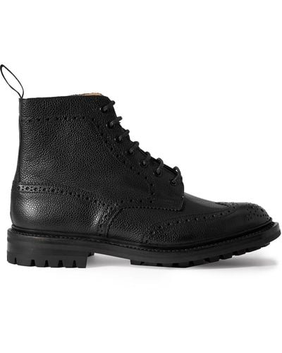 Tricker's Stow Leather Brogue Boots - Black