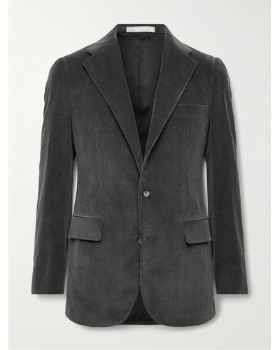 Umit Benan Cotton And Cashmere-blend Corduroy Suit Jacket - Black
