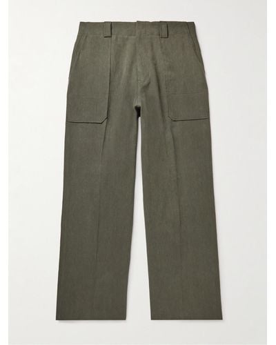 Zegna Wide-leg Linen Pants - Green
