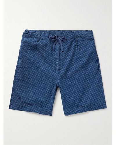 Hartford Tank Straight-leg Printed Cotton-seersucker Drawstring Shorts - Blue