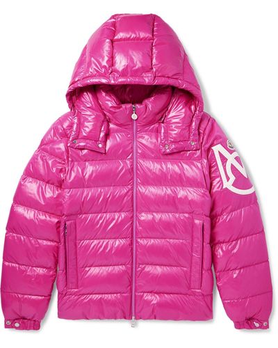Moncler Saulx Logo-appliquéd Quilted Shell Hooded Down Jacket - Pink