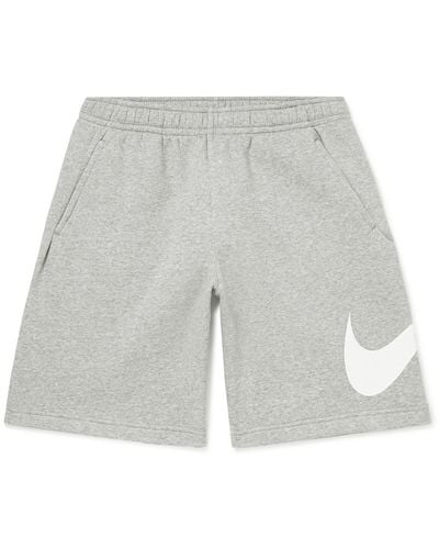 Nike Sportswear Club Wide-leg Logo-print Cotton-blend Jersey Shorts - Gray