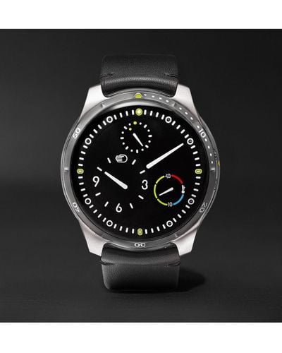 Ressence Type 5 Mechanical 46mm Titanium And Leather Watch, Ref. No. Type 5b - Black