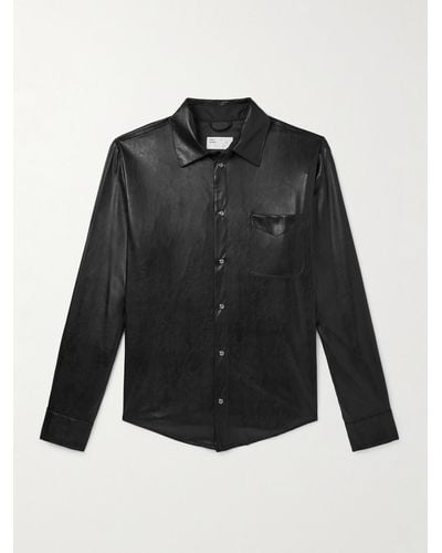 4SDESIGNS Faux Leather Shirt - Black