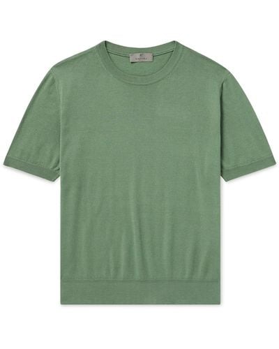 Canali Cotton And Silk-blend T-shirt - Green