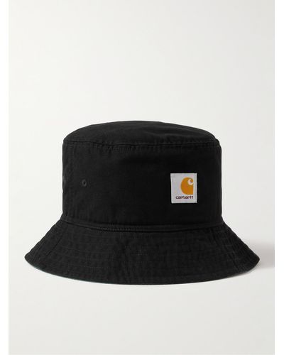 Carhartt Heston Logo-appliquéd Cotton-canvas Bucket Hat - Black