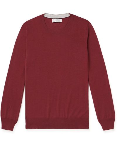 Brunello Cucinelli Wool And Cashmere-blend Sweater - Red