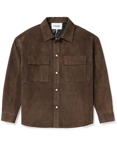 FRAME Clean Suede Shirt Jacket - Brown