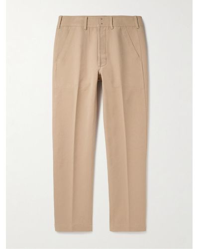 Tom Ford Straight-leg Cotton-twill Trousers - Natural