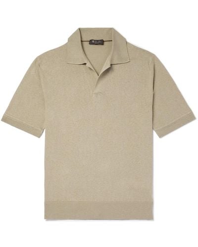 Loro Piana Silk And Linen-blend Polo-shirt - Natural