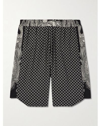 Balmain Gerade geschnittene Shorts aus Popeline mit Logomuster - Grau