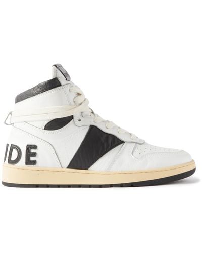 Rhude Rhecess Colour-block Distressed Leather High-top Sneakers - Metallic