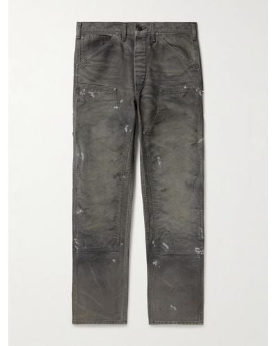 RRL Jenkins Paint-splattered Cotton-canvas Trousers - Grey