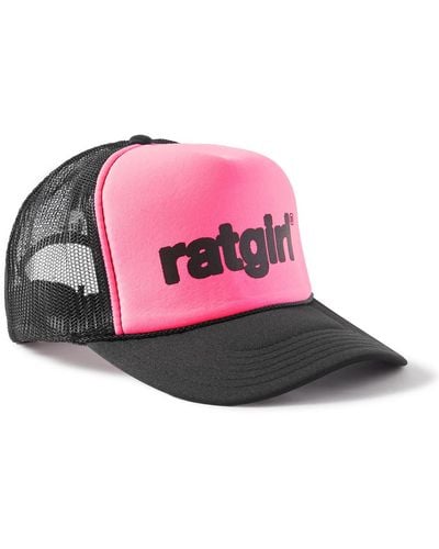 Stray Rats Ratgirl Logo-print Scuba And Mesh Trucker Cap - Pink