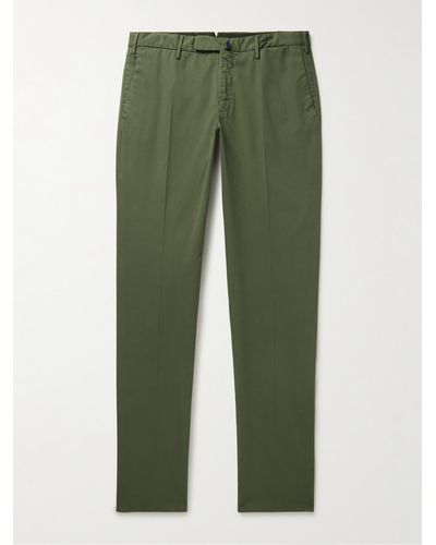Incotex Venezia 1951 schmal und gerade geschnittene Hose aus Twill aus einer Baumwollmischung - Grün