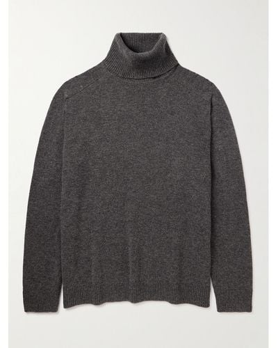Raf Simons Oversized Leather-appliquéd Wool Rollneck Sweater - Grey
