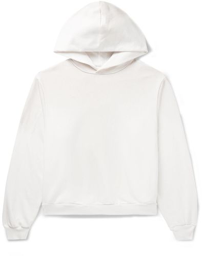 Acne Studios Franziska Garment-dyed Distressed Logo-print Cotton-blend Jersey Hoodie - White