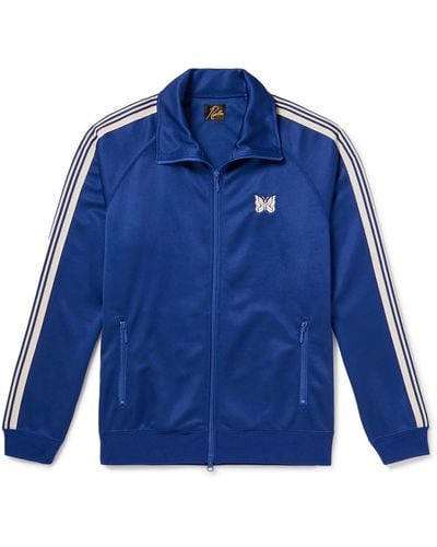 Needles Webbing-trimmed Logo-embroidered Tech-jersey Track Jacket - Blue