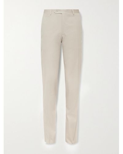 Canali Slim-fit Cotton-blend Twill Suit Pants - Natural