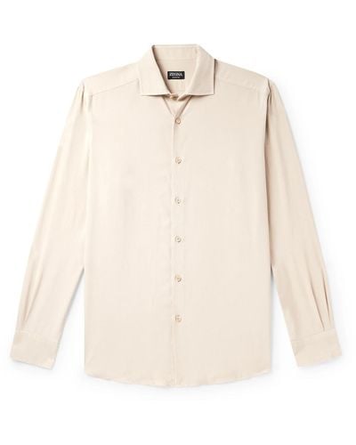 Zegna Garment-dyed Silk Shirt - Natural