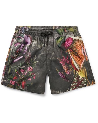 Dries Van Noten Slim-fit Mid-length Floral-print Swim Shorts - Gray