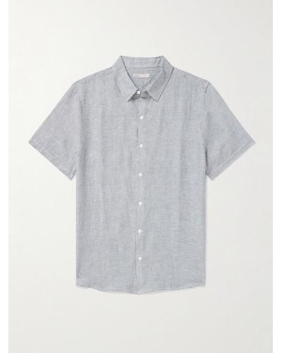 Onia Jack Air Striped Linen And Lyocell-blend Shirt - Grey