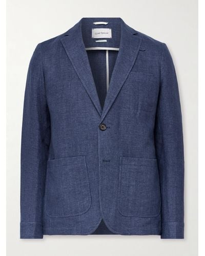 Oliver Spencer Theobald Slim-fit Unstructured Linen Suit Jacket - Blue