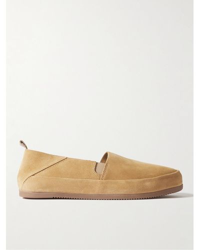 Mulo Collapsible-heel Suede Loafers - Natural