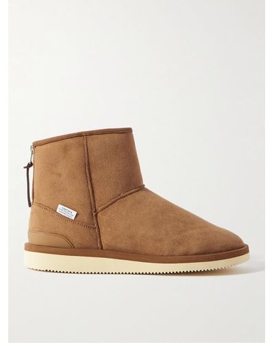 Suicoke Els-m2ab-mid Shearling-lined Suede Boots - Brown