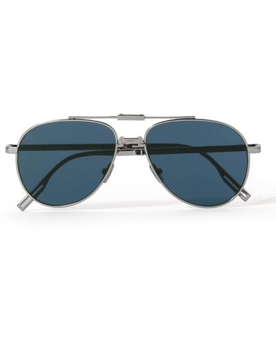 Dior Dior90 A1u Aviator-style Silver-tone Sunglasses - Blue