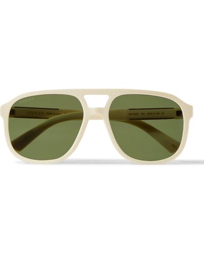 Gucci Aviator-style Acetate And Gold-tone Sunglasses - Green