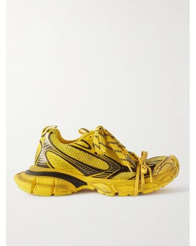 Balenciaga 3xl Distressed Mesh And Rubber Sneakers - Yellow