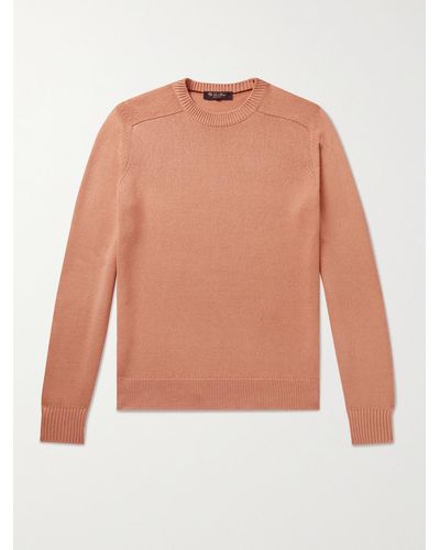 Loro Piana Cotton And Silk-blend Sweater - Orange