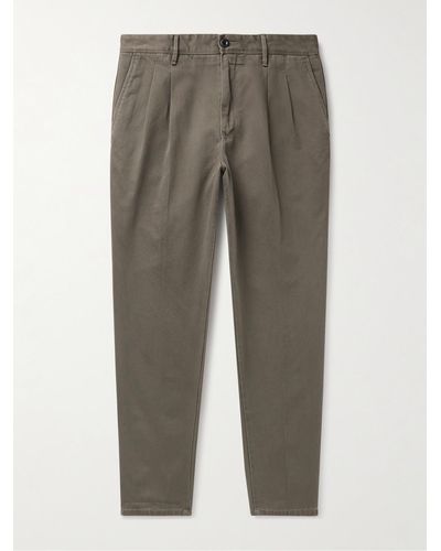 Incotex Slim-fit Tapered Pleated Cotton-twill Chinos - Grey