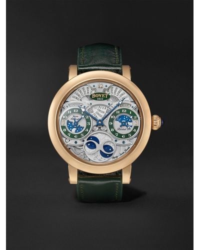 Bovet Récital 27 Limited Edition Hand-wound 46mm 18-karat Red Gold And Leather Watch, Ref. No. R270007 - Black