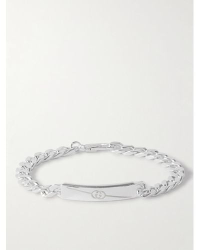 Gucci Logo-engraved Silver Id Bracelet - Natural