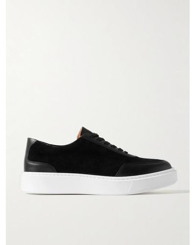 George Cleverley The Ross Leather-trimmed Suede Trainers - Black