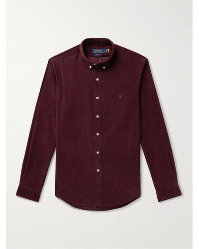 Polo Ralph Lauren Hemd aus Baumwollcord mit Button-Down-Kragen - Lila