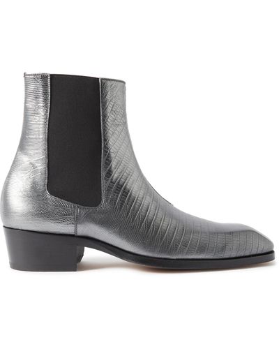 Tom Ford Tejus Bailey Metallic Lizard-effect Leather Chelsea Boots - Black